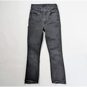MOTHER Insider Crop Step Fray Jeans 24 Runs Small Black Gray Ankle Crop 11" W